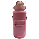 Garrafa LYOR squeeze de policarbonato de 2L Rosa com revestimento removível de tecido