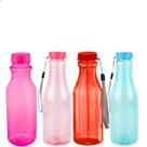 Garrafa Plástica 4un Coloridas 500ml com Tampa de Rosca para Água Suco Infantil