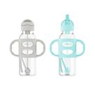 Garrafa Sippy Straw Dr. Brown's Milestones 250mL 6m+ cinza e verde