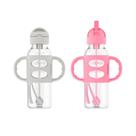 Garrafa Sippy Straw Dr. Brown's Milestones 250ml - Cinza e Rosa (6m+)