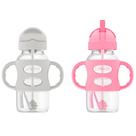 Garrafa Sippy Straw Dr. Brown's Milestones 270 ml cinza e rosa
