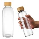Garrafa Squeeze De Vidro Água Chá Suco 600ml Tampa Bambu