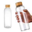 Garrafa Squeeze De Vidro Água Chá Suco 750ml Tampa Bambu