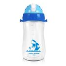 Garrafa Squeeze Infantil Escolar Com Canudo E Alça 460ml - Jackie Design - Azul