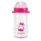 Garrafa Squeeze Infantil Escolar Com Canudo E Alça 460ml - Jackie Design - Pink