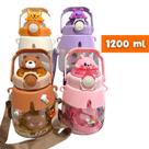 Garrafa Squeeze Infantil Grande1200 ml Com Canudo Alça adevisivos 3d ABS+PP+Silicone