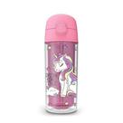 Garrafa Squeeze Termica 270ml Infantil Parede Dupla Canudo Silicone Agua Gelada Unicórnio