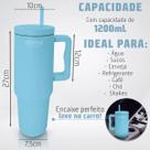 Garrafa Térmica 1200ml Tampa Vedada Antivazamento Com Canudo Alça Lateral Bebida Quente E Fria Festa Treino Aço Inox Irsina