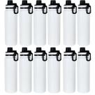 Garrafa Térmica 800ml em Aço Inox Vacuum, Squeeze com Vedação Antivazamento Peneira Removível e Alça, bebida gelada ou quente, 28x8x8cm, KIT 12UN