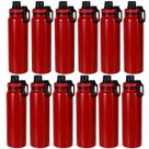 Garrafa Térmica 800ml em Aço Inox Vacuum, Squeeze com Vedação Antivazamento Peneira Removível e Alça, bebida gelada ou quente, 28x8x8cm, KIT 12UN