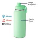 Garrafa Térmica 960ml com Alça e Bico Aço Inox, Parede Dupla, Bebidas Quentes e Frias