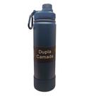 Garrafa Termica Aco Azul Petroleo Inox 800ML Parede Dupla Isolamento a Vacuo 12hrs