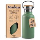 Garrafa Térmica Bambaw 350ml, Garrafa Verde, Garrafa de Aço Inoxidável, Garrafa Antivazamento, Garrafa Pequena de Metal, Garrafa para Camping, Cantil de Metal Verde Sálvia