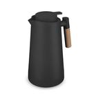 Garrafa Térmica Bule 1 Litro Parede Dupla com Ampola de Vidro e Alça de Madeira Preta - ASIA IMPORT