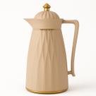 Garrafa Térmica Café Chá 1 Litro Khadija Bege e Dourado Com Alça Elegante Tampa Click Tuut