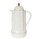 Garrafa Termica Colonial Diamante 1 Litro Branca C/Tampa de Rosca Moderna Café Chá Bebidas Quentes