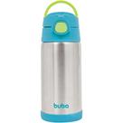Garrafa Térmica Com Canudo Aço Inox 400ml Copo Térmico Parede Dupla Infantil Menino Azul Buba