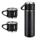 Garrafa Térmica com Copo Extra em Aço Inox com 3 Xícaras Reutilizáveis para Viagens Tudo em Caixa