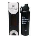 Garrafa Térmica de Aço Inox Compacta de Agua com Frase 700ml Cor:Preto