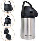 Garrafa Térmica de Inox 1 Litro Ampola Inox Base Inox Alavanca Alça Para Transporte Madri Unitermi
