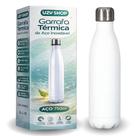 Garrafa Térmica de Inox Parede Dupla 750ml Prata Preto e Branca Vedação Hermética Livre de BPA
