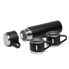 Garrafa Térmica em Inox 500ml com 3 Canecas Preta Garrafa Térmica em Inox 500ml com 3 Canecas Preta