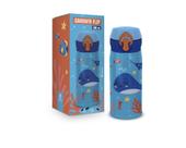 Garrafa termica flip 300ml infantil - fundo do mar - Brasfoot Presentes