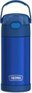 Garrafa Térmica Infantil Thermos De Aço Azul Com Canudo, 355 Ml