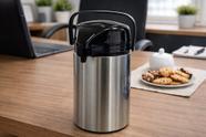 Garrafa Térmica Inox 1,9 Litros Pressão Ampola Vidro Trava Segurança Bule Café Chá Leite Água Quente Escritório Mesa