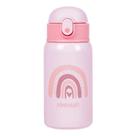 Garrafa Termica Inox 400ml Com Canudo Pimpolho Rosa Arco-Iris