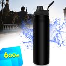 Garrafa Térmica Inox 600ml Tampa Alça Dedo Água Gelada Academia Esporte 5805