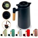Garrafa Térmica Jarra Inox 1 Litro Café Chá Cabo Madeira Preto!