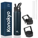 Garrafa Térmica Konokyo 720 ml Aço Inoxidável 3 Tampas Azul-Marinho