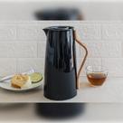 Garrafa Térmica Kyoto Preta 1L Cabo Bamboo Moderna Lehaví