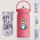 Garrafa Térmica Mini Gocase 350ml Religiosa Fé Cristã Kit Nossa Senhora Das Gracas - Melancia