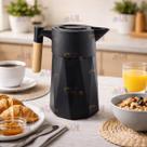 Garrafa Termica Nordica CONILON CANELADA PRETA 1L Café Chá Cabo De Madeira