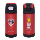 Garrafa Térmica São Paulo Zona Criativa Futebol Torcida 350ml Top Handle Água Escritório Academia Caminhada Cor:Vermelho