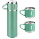 Garrafa termica vacuum 500ml aço inox - kit 3 xicaras verde