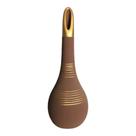 Garrafa Vaso Decorativa Aladim em Cerâmica Fosca Marrom e Dourado Tamanho 27x12cm