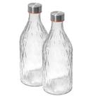 Garrafa Vidro 1l Transparente Agua Suco Tampa Hermético 2 Pç