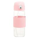 Garrafa Vidro Com Cinta Em Couro E Canudo Pure Rosa 500Ml - WOLFF