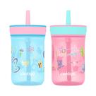 Garrafas de água Contigo Leighton Kids 414ml, pacote com 2 unidades, azul/rosa