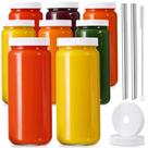 Garrafas de suco de vidro AOZITA 480 ml com 2 canudos e 2 tampas, pacote com 8 Garrafas de suco de vidro AOZITA 480 ml com 2 canudos e 2 tampas, pacote com 8