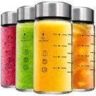 Garrafas de suco de vidro Chunmo 350ml, pacote com 4 tampas de aço inoxidável
