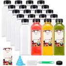 Garrafas de suco SUPERLELE de 16 onças/500 ml de plástico com tampas, pacote com 20