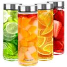 Garrafas de vidro de suco e água de 600 ml, pacote com 4 tampas Poweco