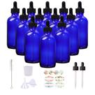 Garrafas de vidro HWASHIN 120mL azul cobalto com acessórios, pacote com 12