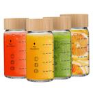 Garrafas de vidro para suco Olivego 300 ml, livres de BPA, tampa de bambu, 4 un. Garrafas de vidro para suco Olivego 300 ml, livres de BPA, tampa de bambu, 4 un.