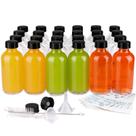 Garrafas de vidro PINIWON 120mL Boston Round com acessórios, pacote com 24