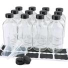 Garrafas de vidro PINIWON 240mL Boston Round com tampas, pacote com 12